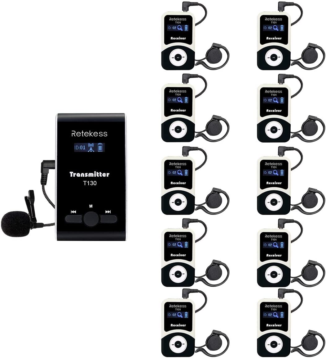 Retekess T130 Tour Guide System Equipment For Group Translation 1 Transmitter and 10 Receivers
