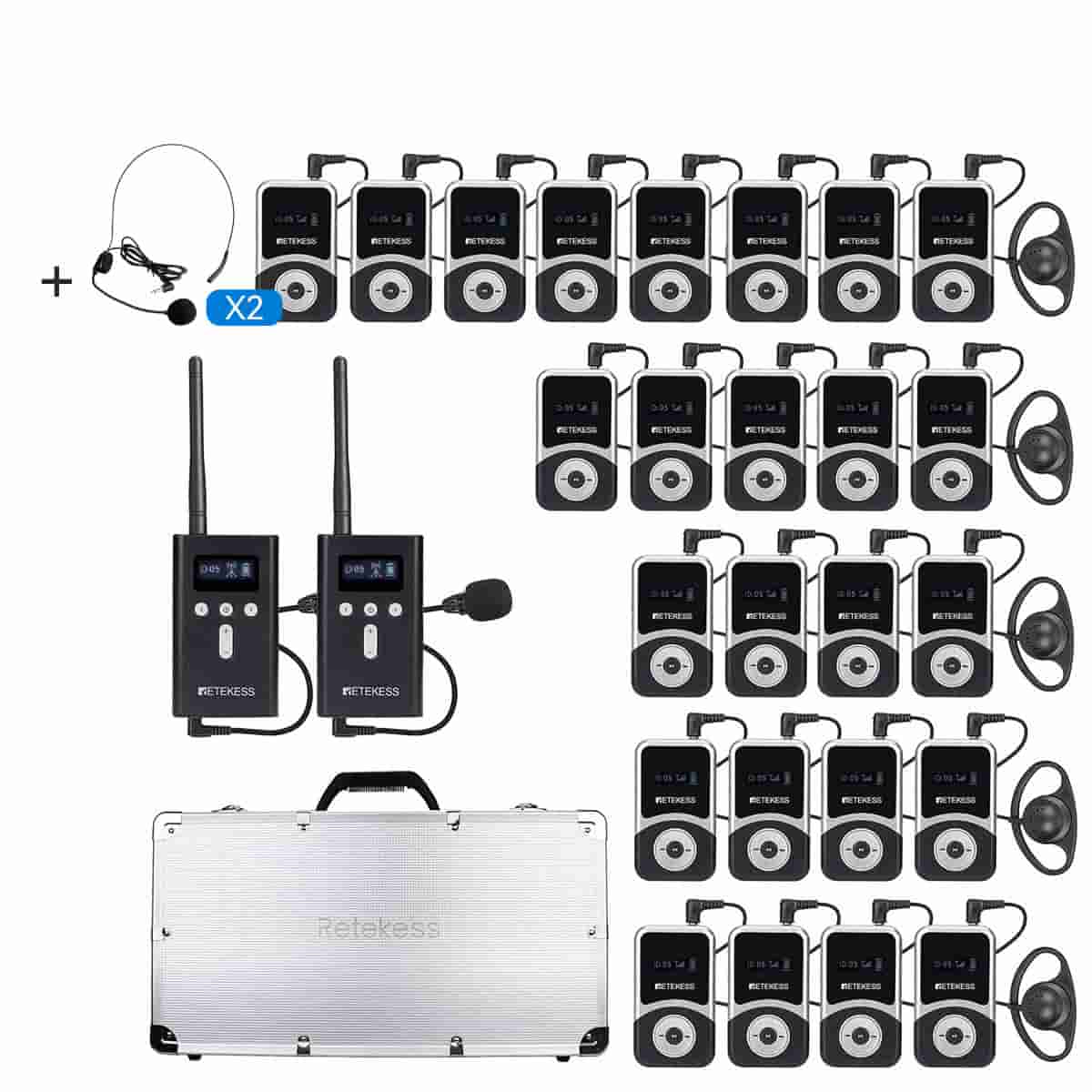 Retekess T130S T131S Tour Audio Systems for Tourism with Charging Case 2TX+25RX+1Charge Case