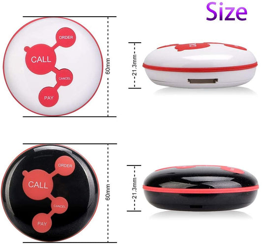 Retekess TD106-TD010 Wireless Pager System Watch Receiver with 4-Key Wireless Calling Button 433Mhz 100 Meters Launch Distance