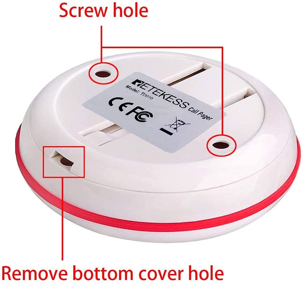 Retekess TD106-TD010 Wireless Pager System Watch Receiver with 4-Key Wireless Calling Button 433Mhz 100 Meters Launch Distance