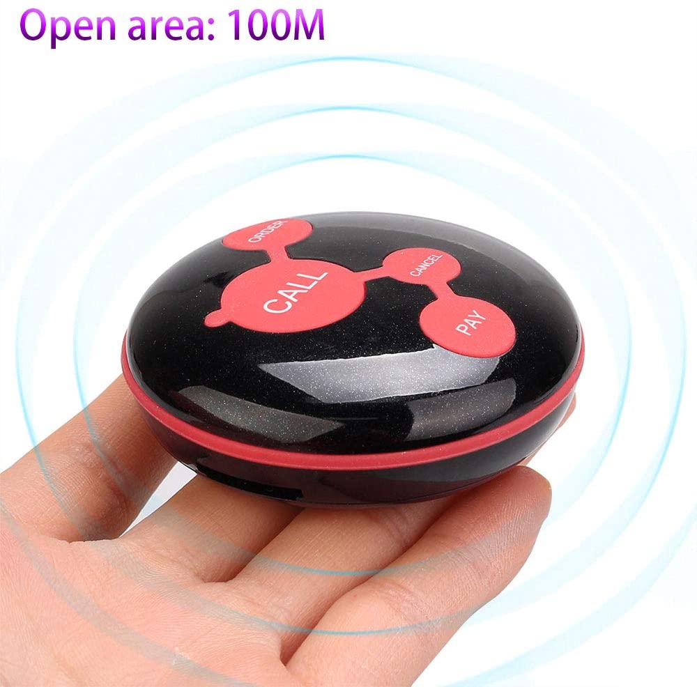 Retekess TD106-TD010 Wireless Pager System Watch Receiver with 4-Key Wireless Calling Button 433Mhz 100 Meters Launch Distance