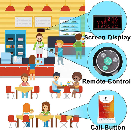 Retekess TD124-TD018 Restaurant Pager System, 9 Pagers Wireless Calling System 4 Prompt Methods, 6-Level Volume Adjustment