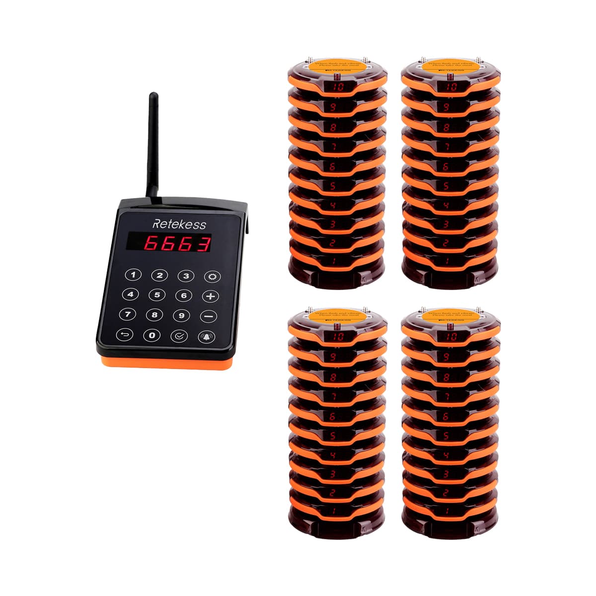 Retekess TD156 IP67 Waterproof and Long Range Pager System 800m 1 Keypad 40 Pagers