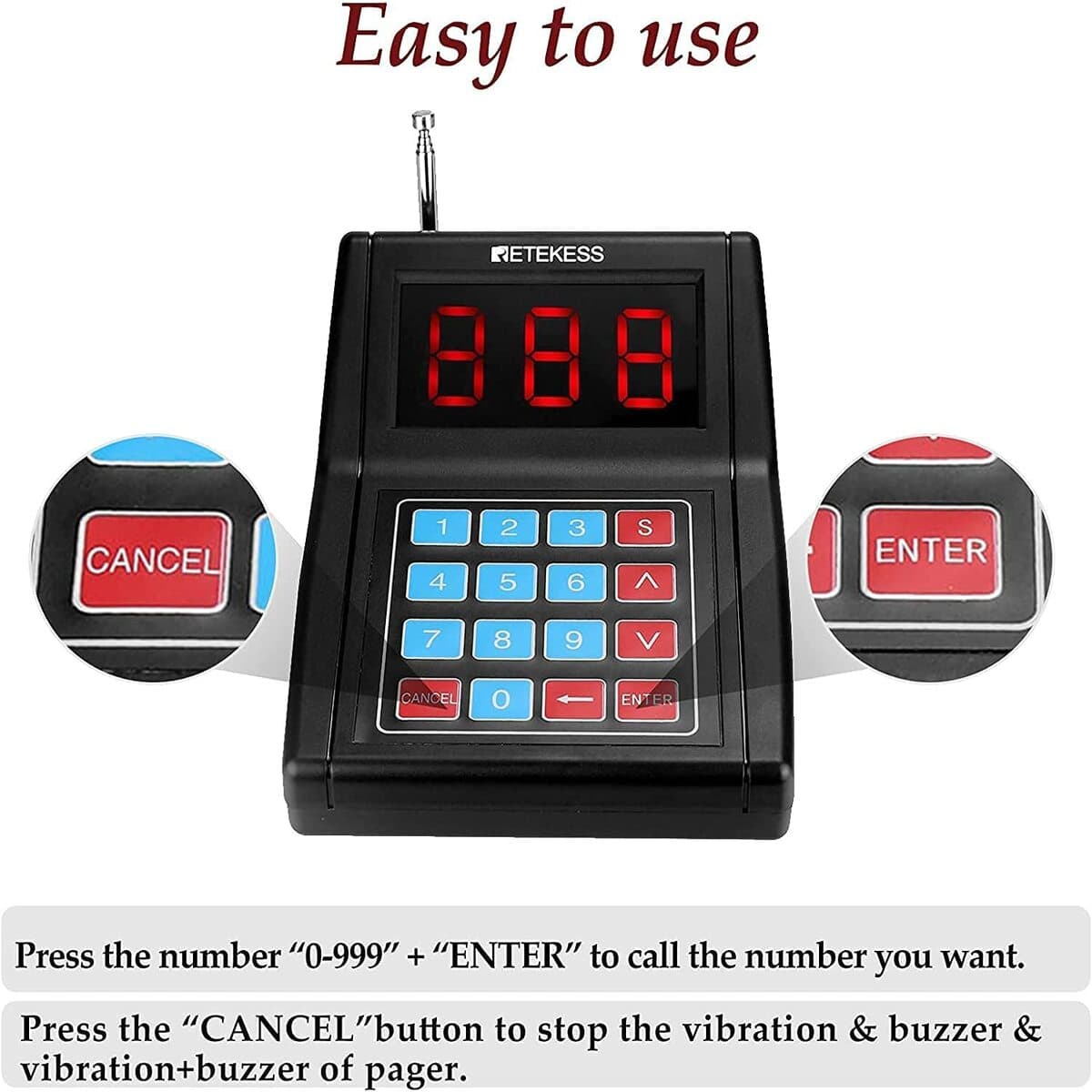 Retekess TD165 Restaurant Pager System,