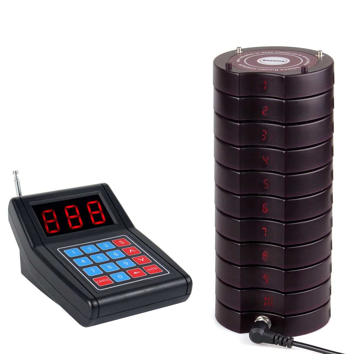 Retekess TD165 Restaurant Pager System, 1 Keypad 10 Pagers Black