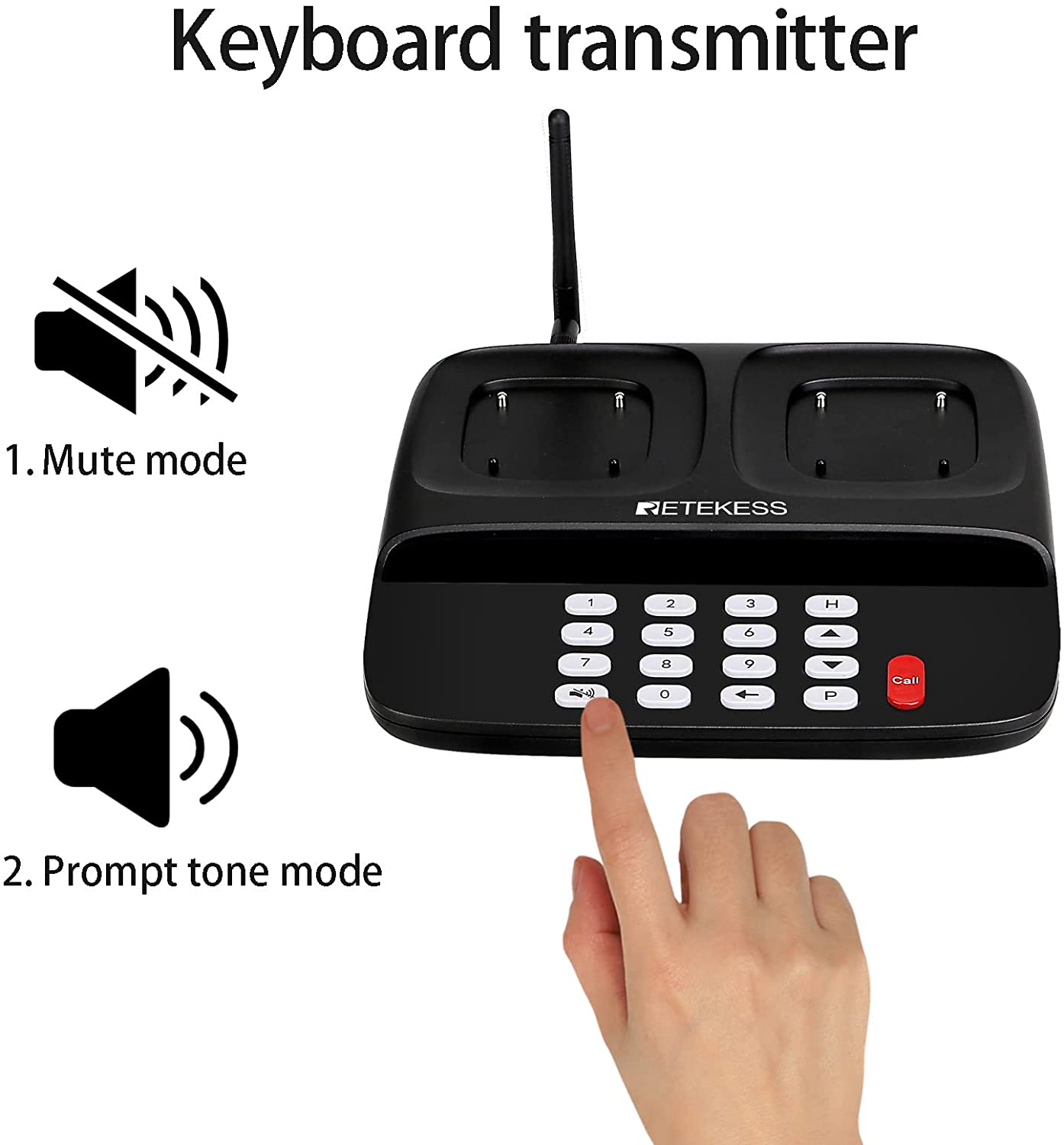 Retekess TD183 Pager System, Dual Charge Wireless Calling System ...