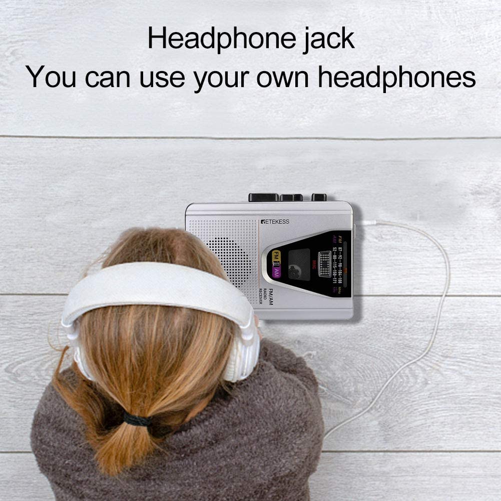 Retekess TR620 Cassette Player Walkman Portable AM/FM Audio Built-in Speaker and Microphone, Suitable for Cassette Collectors