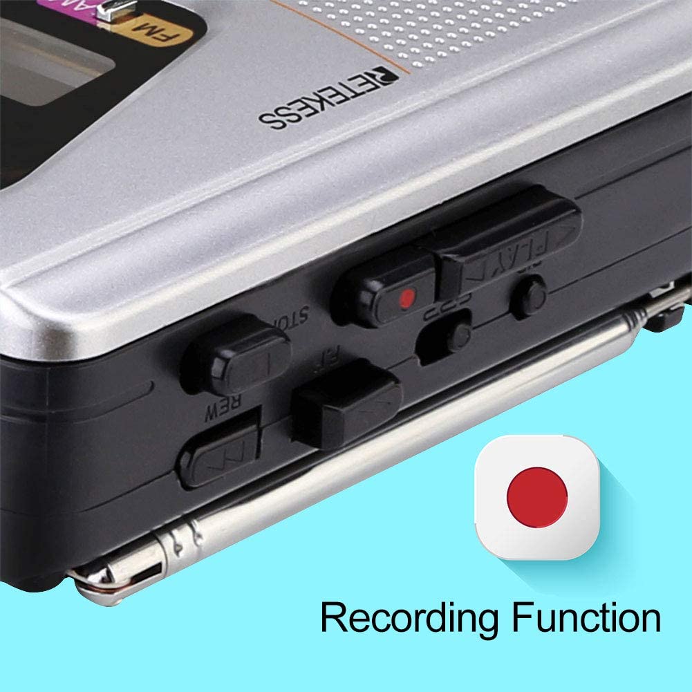 Retekess TR620 Cassette Player Walkman Portable AM/FM Audio Built-in Speaker and Microphone, Suitable for Cassette Collectors