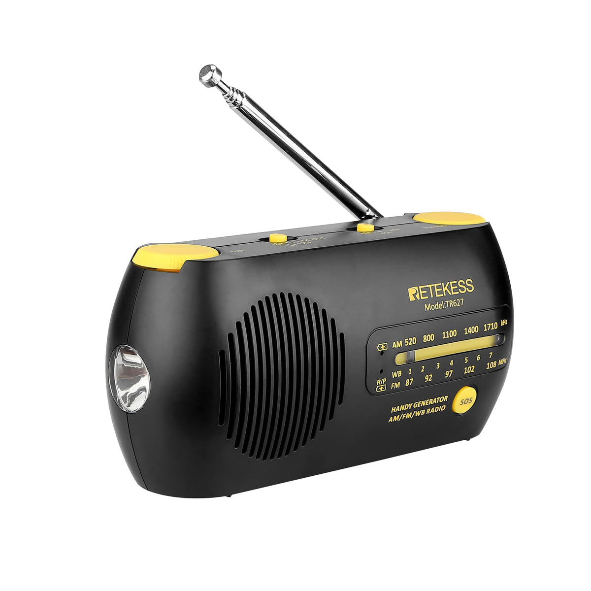 Retekess TR627 Emergency Radio with Hand Crank Self Powered AM/FM/WB NOAA LED Flashlight