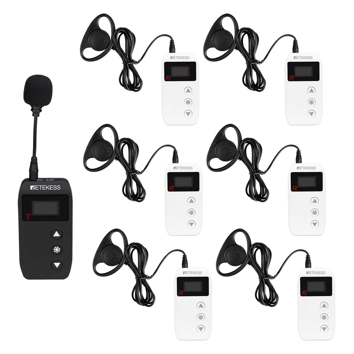 Retekess TT101 Wireless Tour Guide System 1 Transmitter and 6 Receivers