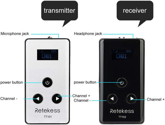 Retekess TT101/TT102 Wireless Tour Guide System Long Standby Time with 40 Slot Charging Case