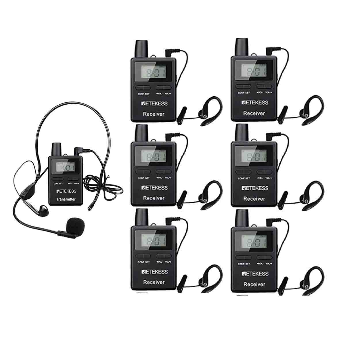 Retekess TT109 Long Range Tour Guide System 1 pc TX + 6 pcs RX