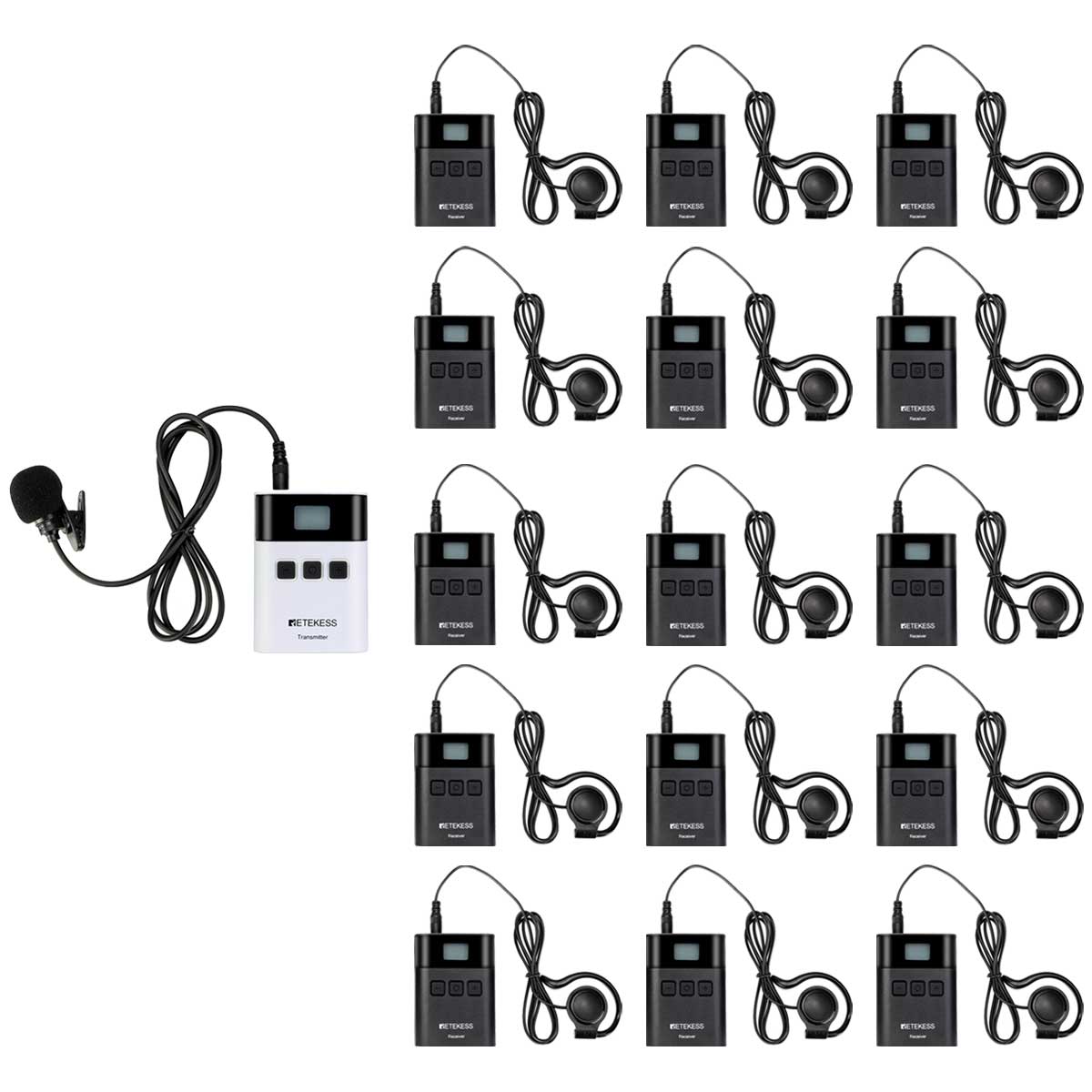 Retekess TT122 Wireless Tour Guide System 1 Transmitter and 15 Receivers
