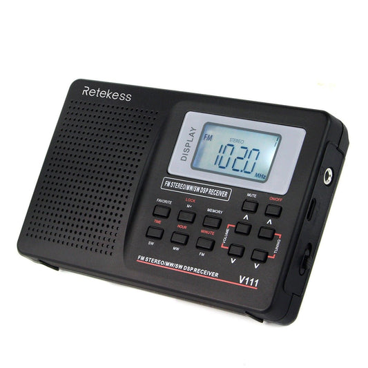 Retekess V111 Portable Radio with Digital Alarm Clock Sleep Timer