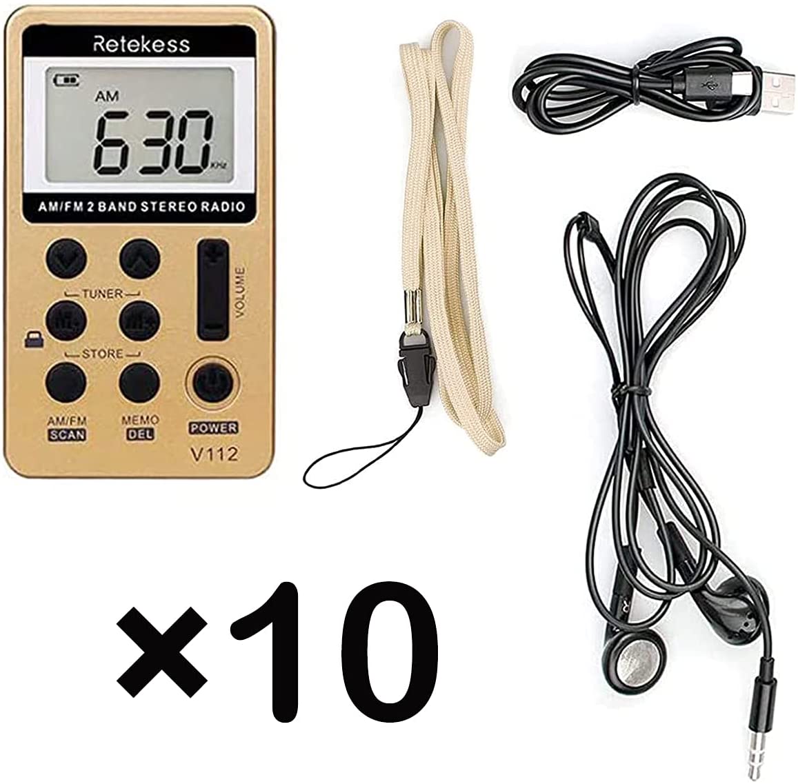 Retekess V112 AM FM Radio with Earphones.