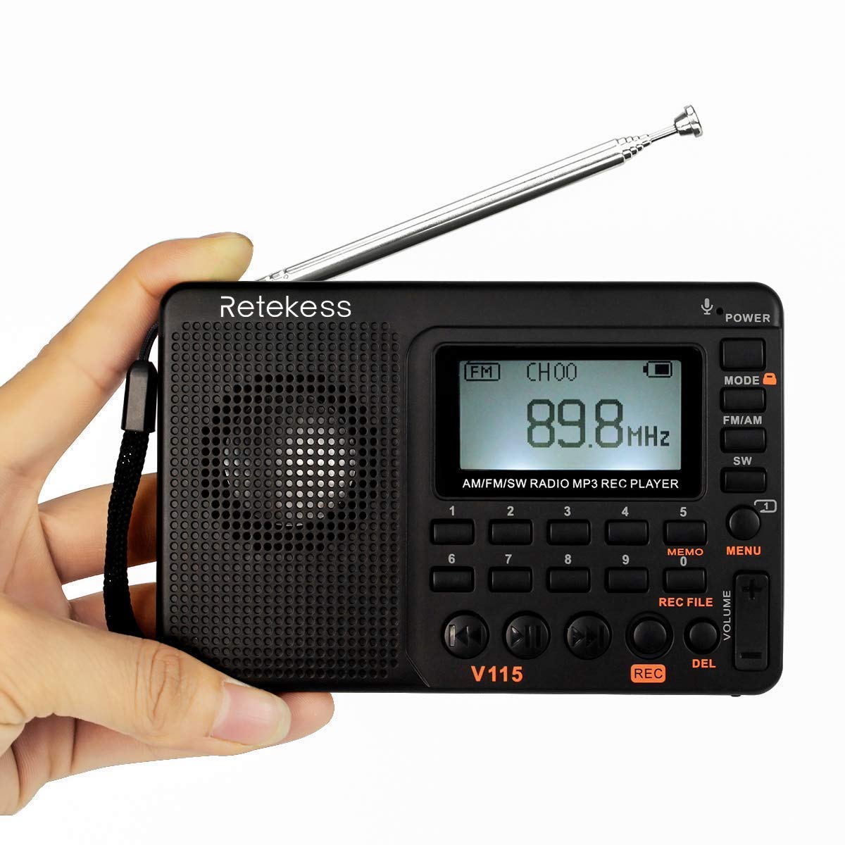 Retekess V115 Portable AM FM Radio with Shortwave MP3 Player