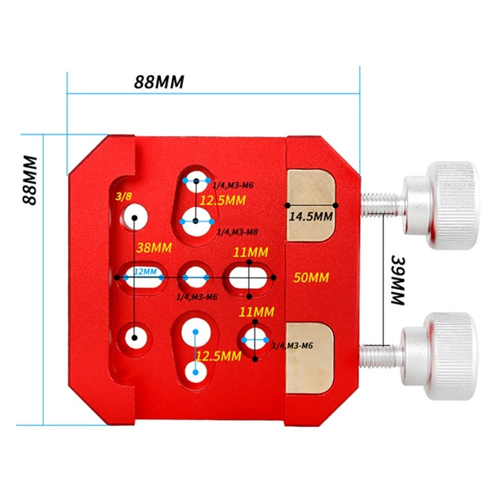 Red Dual Losmandy/vixen Plate Metal Dovetail Slot with 2 Locking Screws showing dimensions