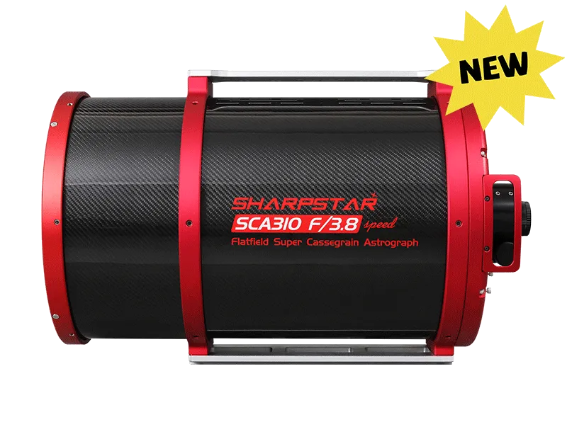 SCA310 310mm f/3.8 Cassegrain astrograph shown with a new product label
