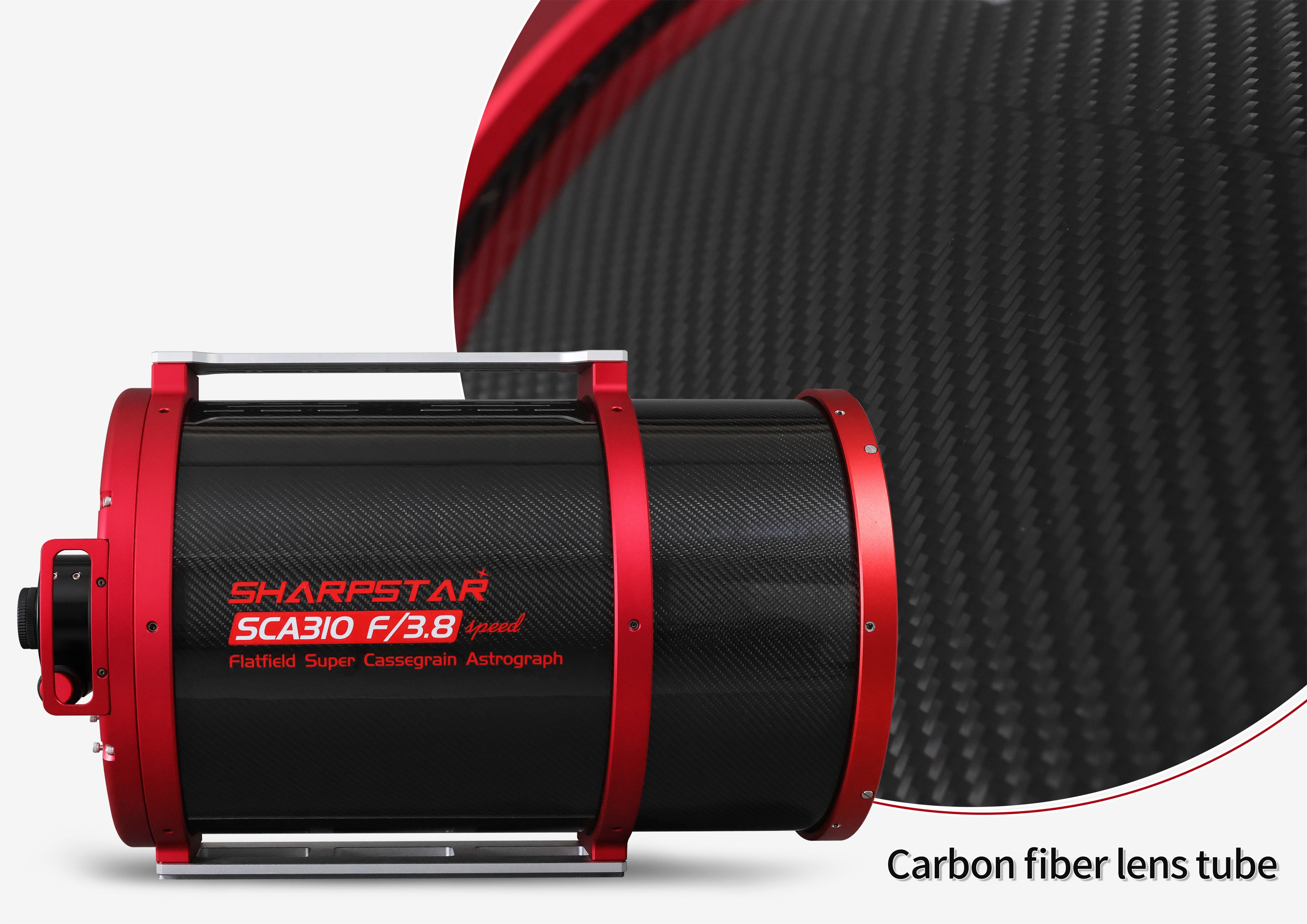 Carbon fibre optical tube of the SCA310 f/3.8 Cassegrain astrograph
