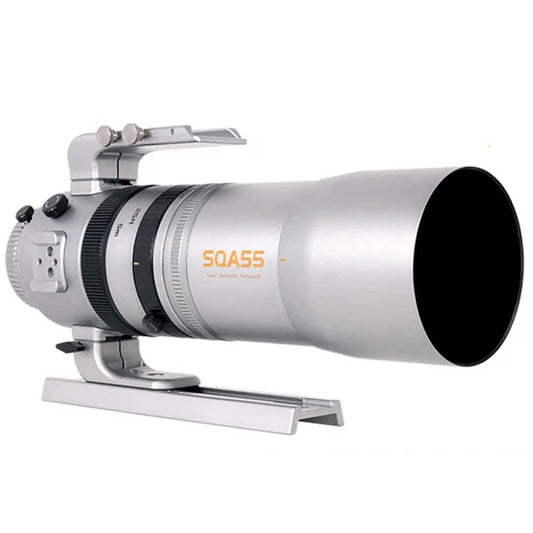 Camera lens with 'SQ55' branding on a white background