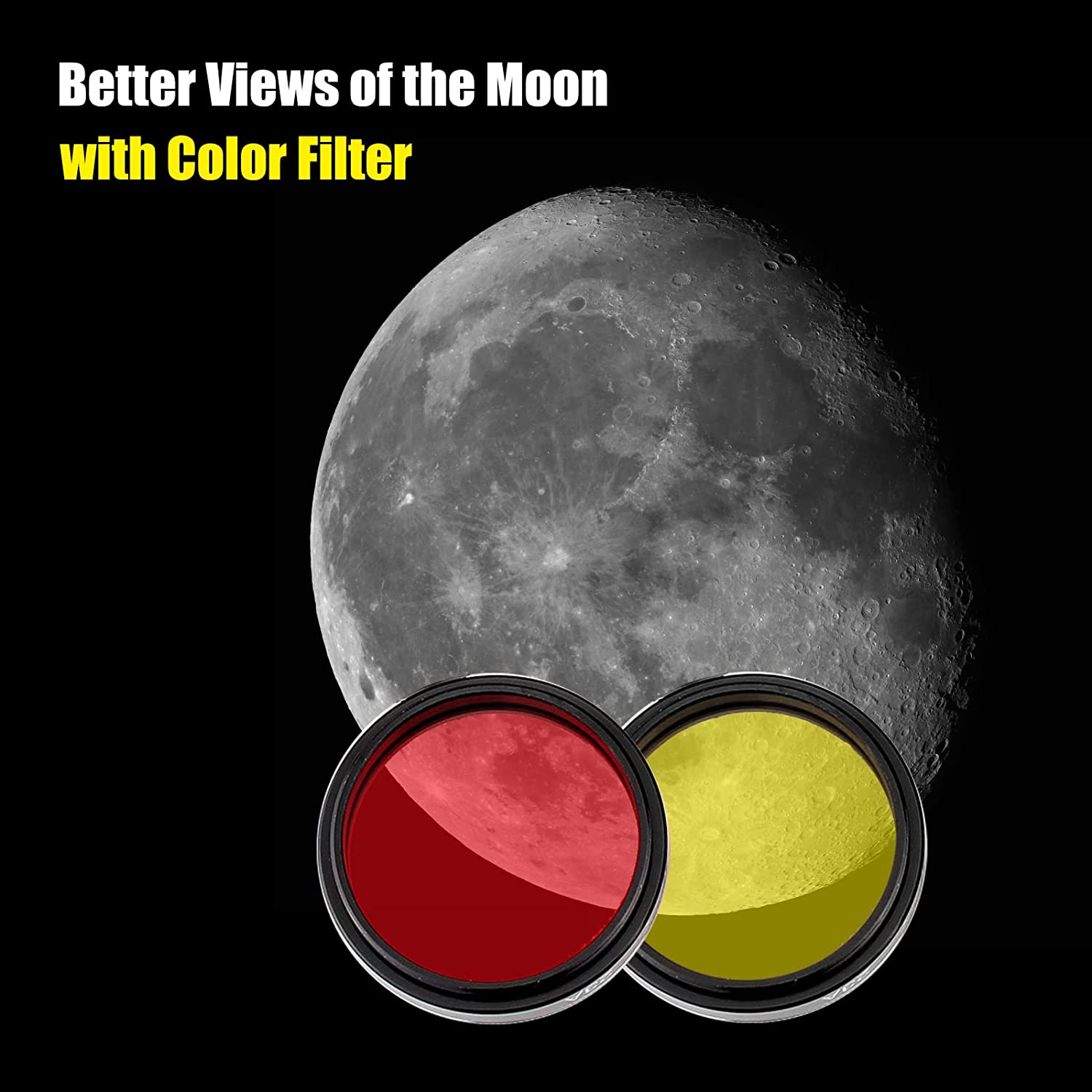 Svbony Moon Filter Set 1.25 Inch includes a CPL , Moon and 5 colour filters.