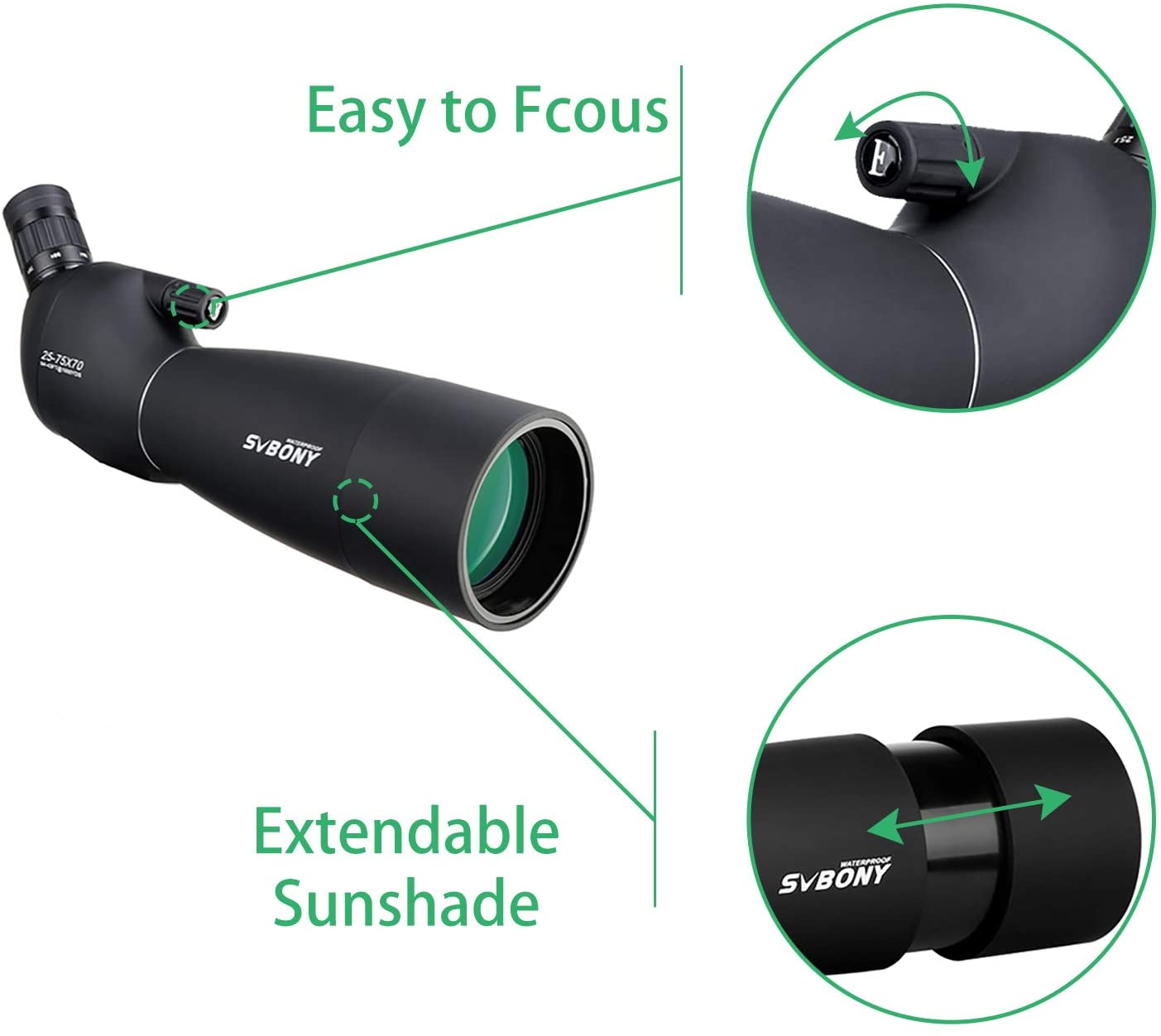 Svbony SV28 Spotting Scope, 25-75x70 Spotting Scope with Tripod