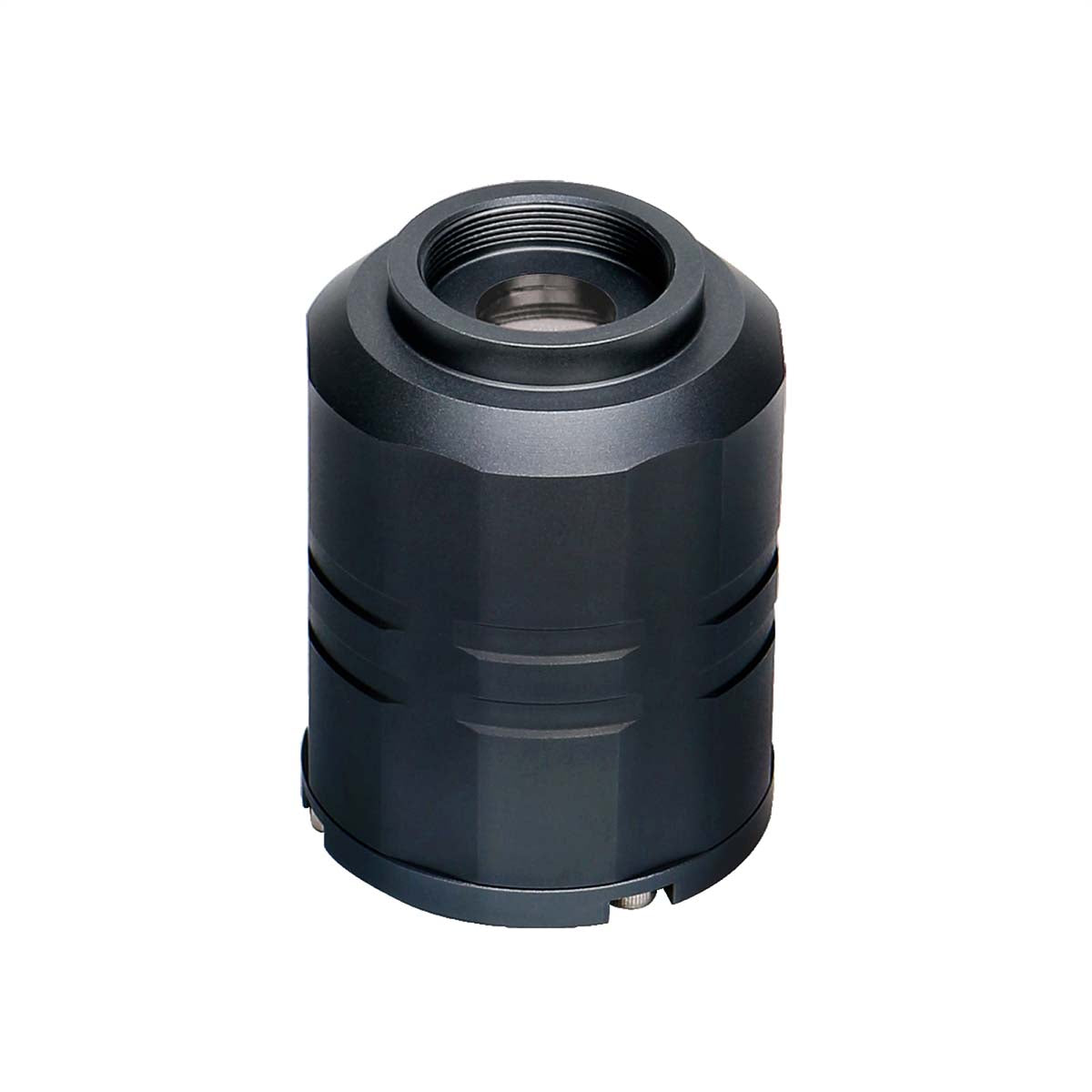 SVBONY SV305M Pro monochrome astronomy camera body showing threaded front opening and compact cylindrical metal housing on a white background
