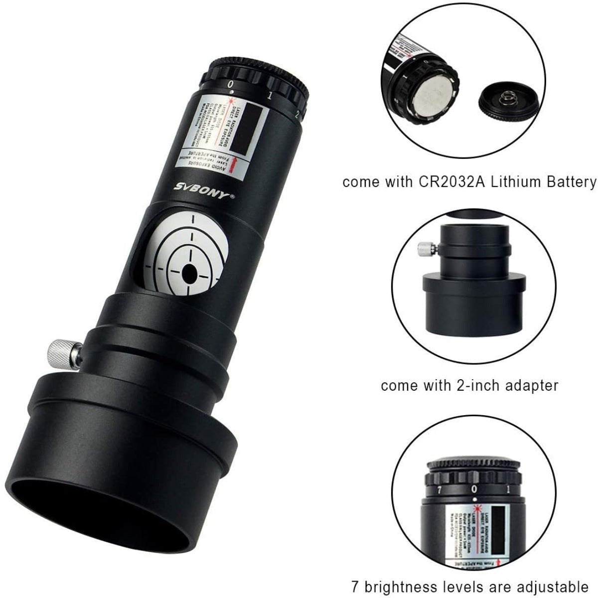 Svbony 1.25" Laser Collimator with 2" Adapter for Newtonian & SCT Telescopes