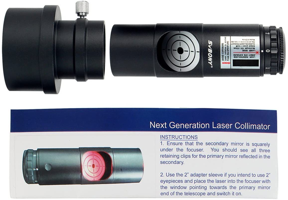 Svbony 1.25" Laser Collimator with 2" Adapter for Newtonian & SCT Telescopes