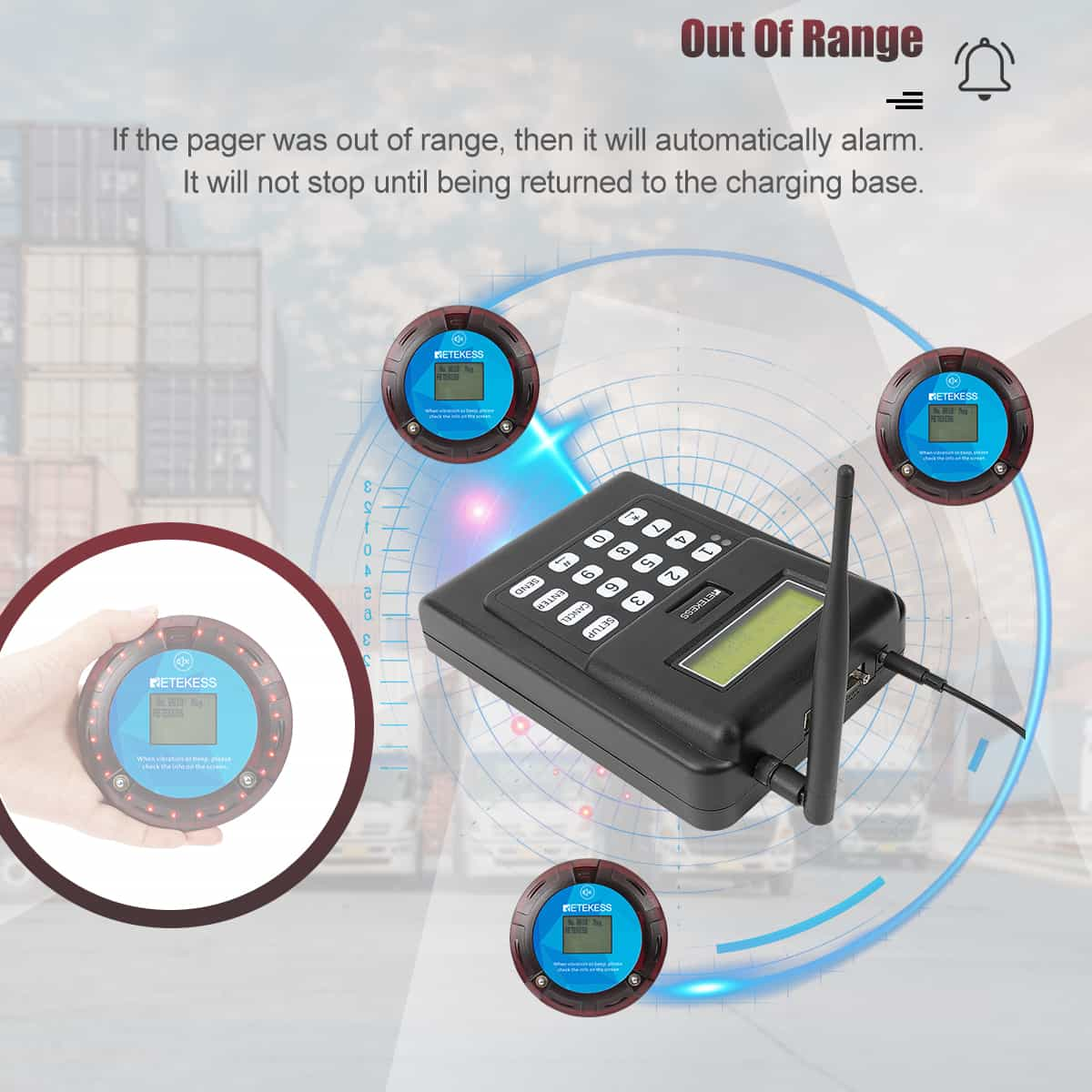 TD166 Alphanumeric Pager Long Range Paging System for Manufacturing & Warehouses.