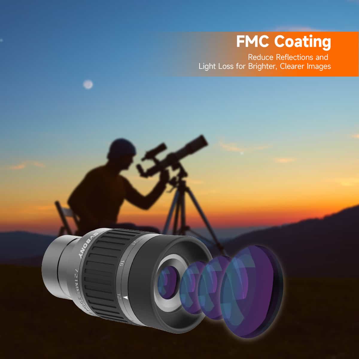 SV135 Zoom Eyepiece 1.25inch 7-21mm 52°-36° fmc coating