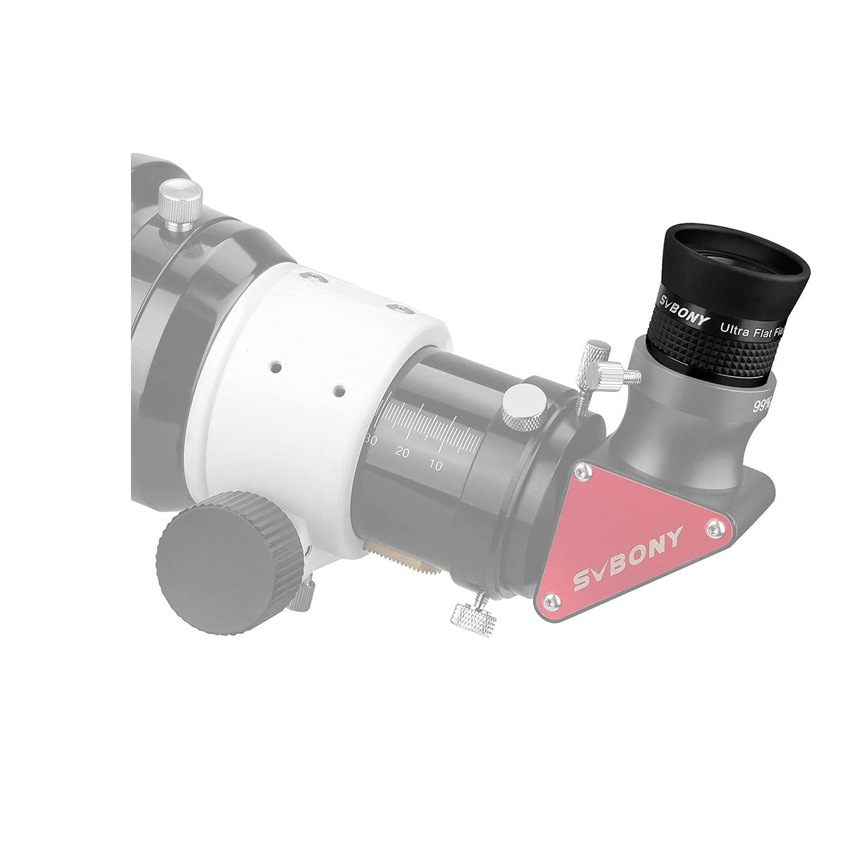 SV190 UF Ultra Flat Field Eyepiece FMC 10mm 1.25inch attached to a telescope
