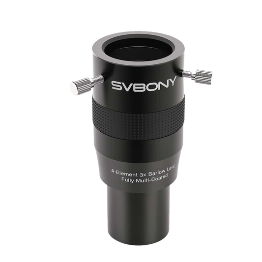 Svbony SV216 Barlow Lens 1.25inch 3X 4-Element Barlow Lens on a white background