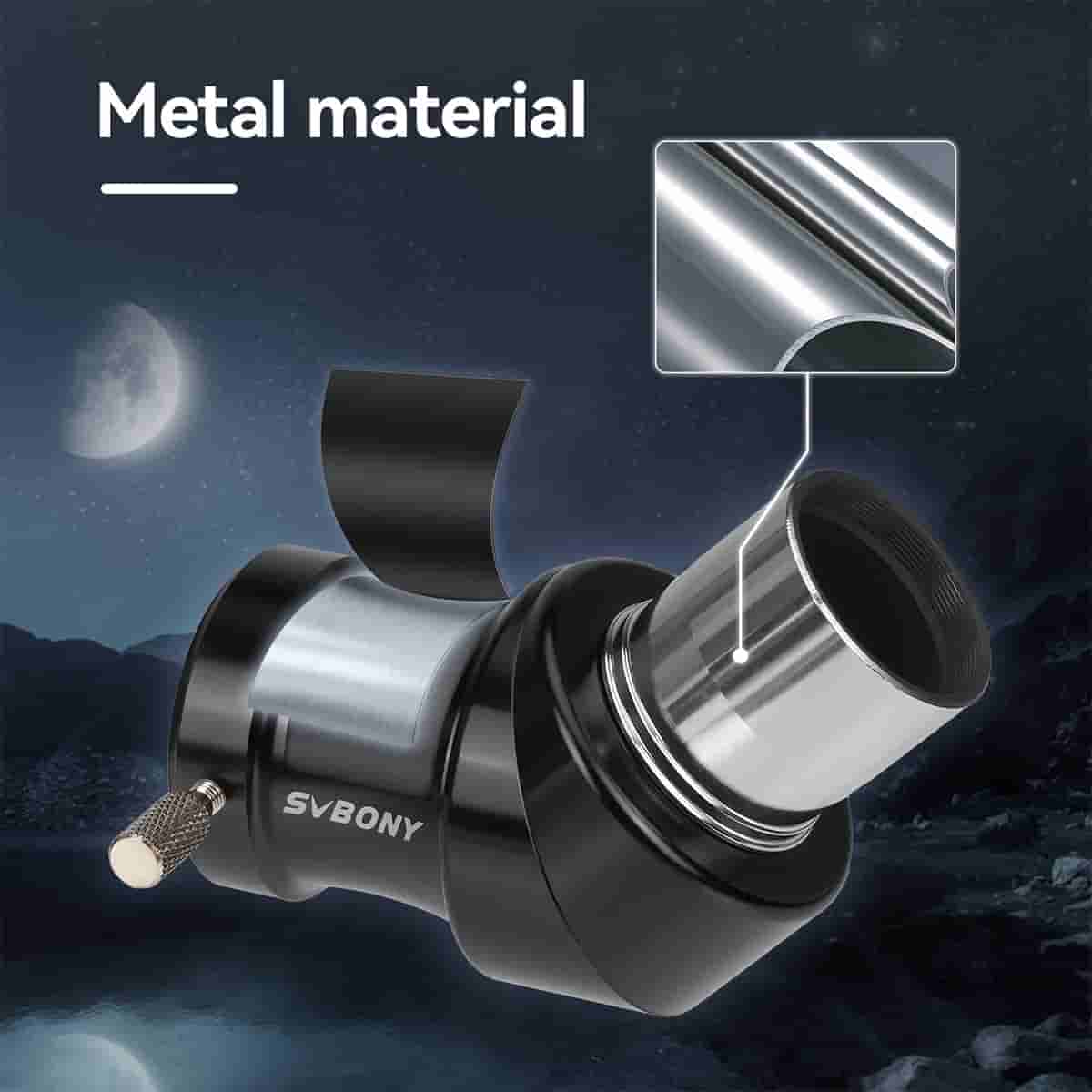 Telescope SV222 1.25-inch 45 Degree Correct Image Diagonal Mirror branding against a space-themed background