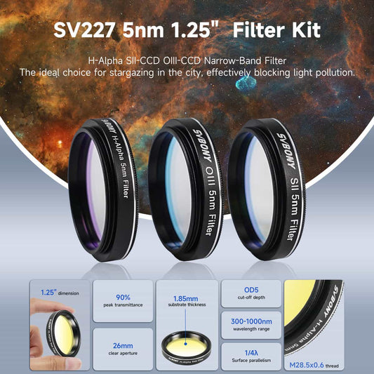 SV227 5nm 1.25" Filter Kit with space-themed background