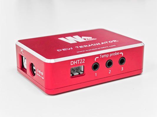 WandererAstro Dew Terminator dew heater controller with DHT22 humidity sensor and temperature probe ports
