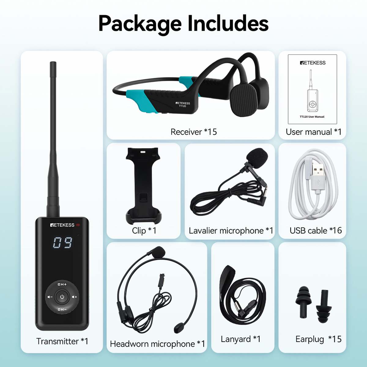 Retekess TT120 Waterproof Tour Guide System IP68