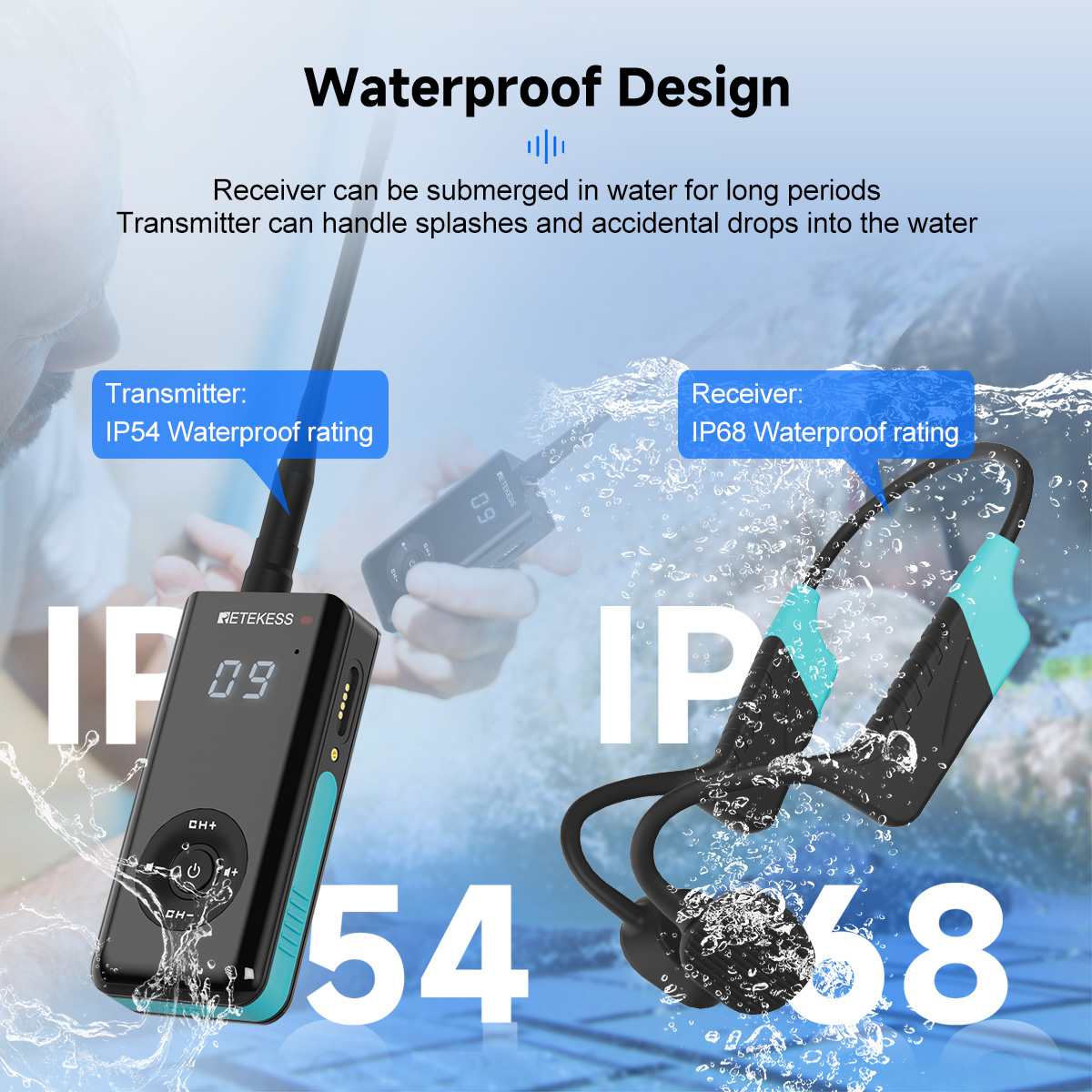 Retekess TT120 Waterproof Tour Guide System IP68 – Dark Clear Skies UK