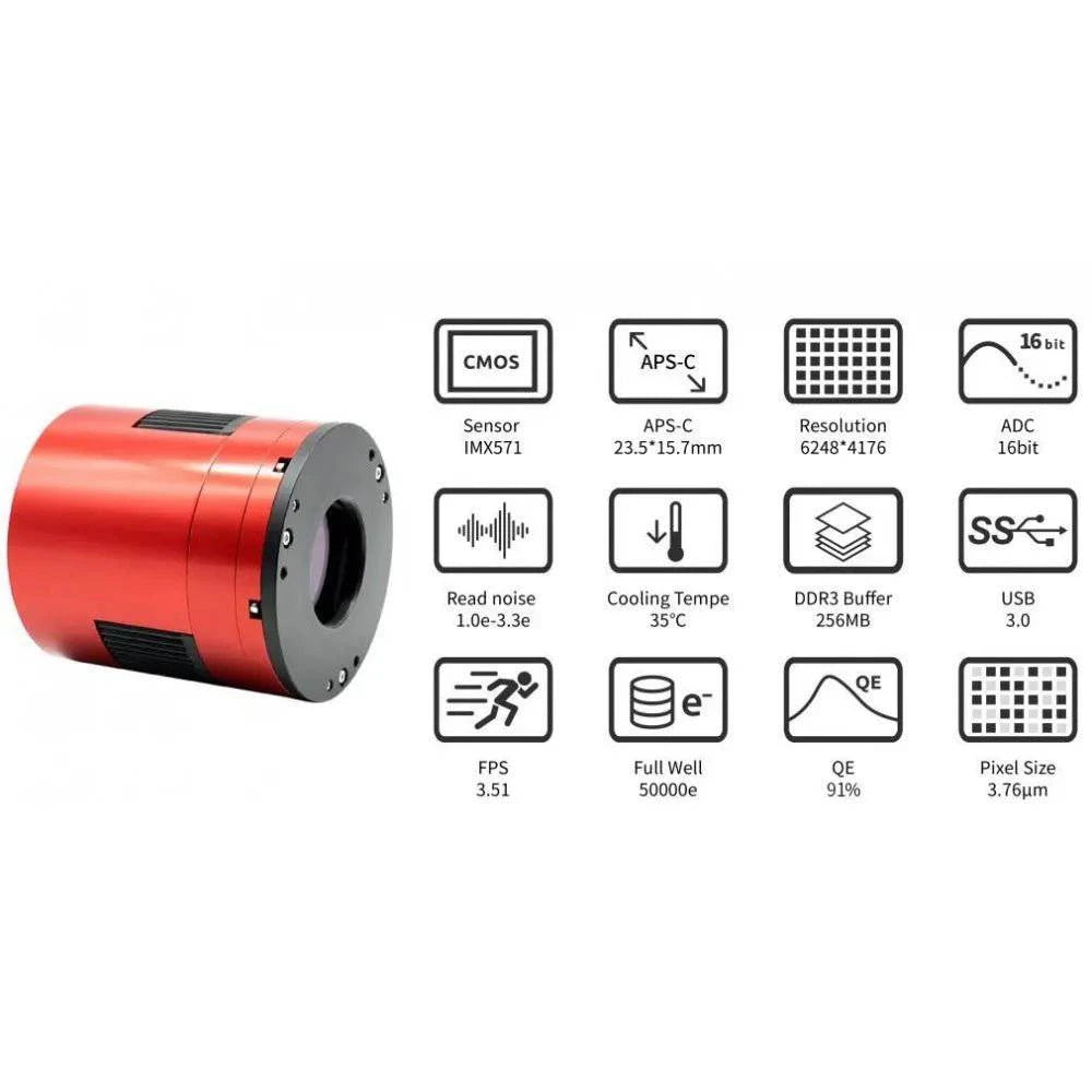 ZWO ASI 2600MM PRO – 26MP APS-C Monochrome Camera with Zero Amp Glow