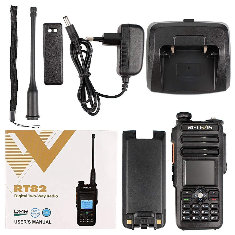 Retevis RT82 Dual Band 3000ch Ip67 Waterproof DMR Walkie Talkie GPS.