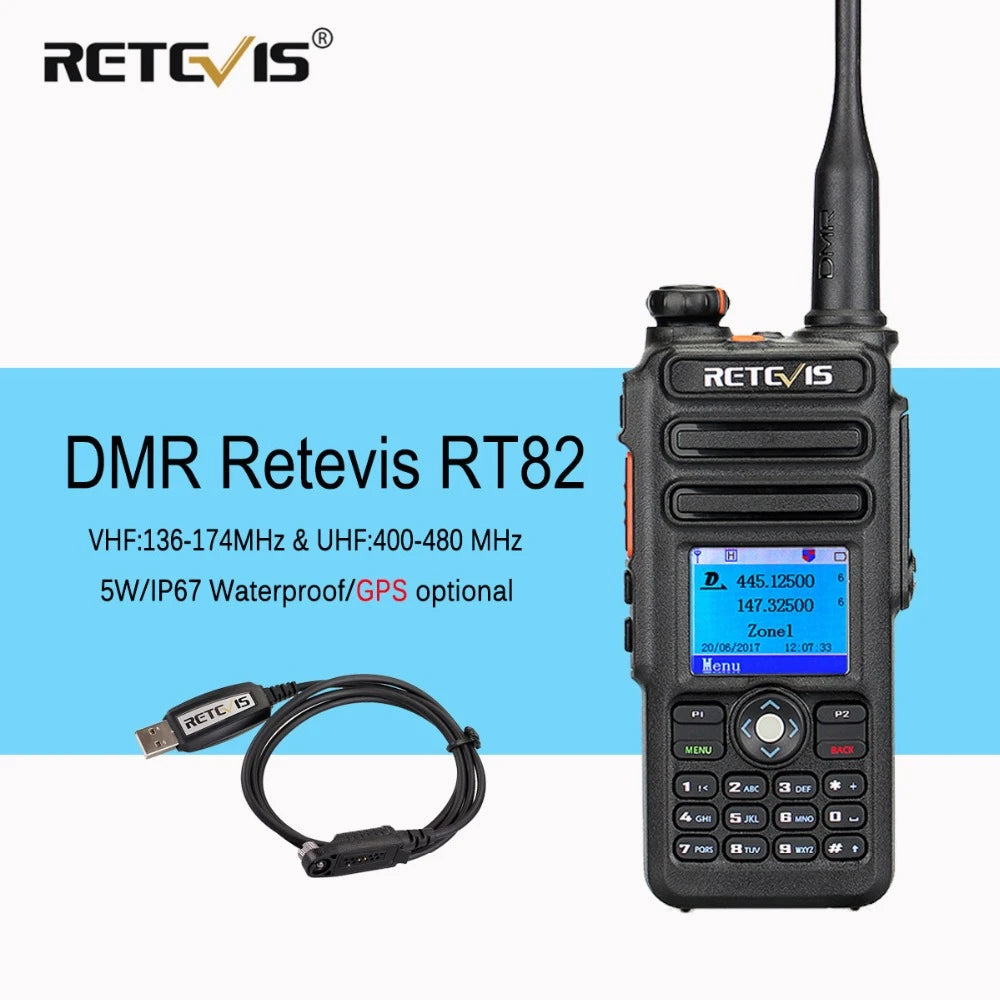 Retevis RT82 Dual Band 3000ch Ip67 Waterproof DMR Walkie Talkie GPS.